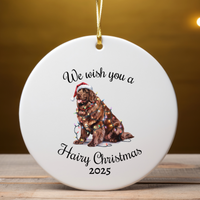 Load image into Gallery viewer, Christmas Brown Newfoundland Ornament, Christmas Lights Dog Keepsake
