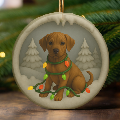 Personalized Rhodesian Ridgeback Christmas Ornament, 3D Clay-Style Dog Keepsake with Lights