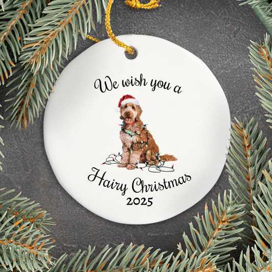 Christmas Goldendoodle Ornament, Christmas Lights Dog Keepsake