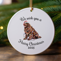 Load image into Gallery viewer, Christmas Brown Newfoundland Ornament, Christmas Lights Dog Keepsake
