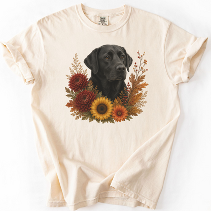 Black Labrador Autumn Floral Shirt
