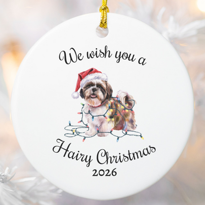 Christmas Shih Tzu Ornament, Christmas Lights Dog Keepsake