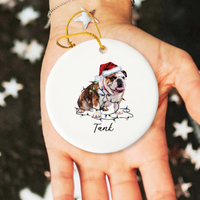 Load image into Gallery viewer, Personalized Bulldog Christmas Lights Ornament

