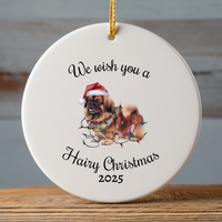 Load image into Gallery viewer, Christmas Pekingese Ornament, Christmas Lights Dog Keepsake
