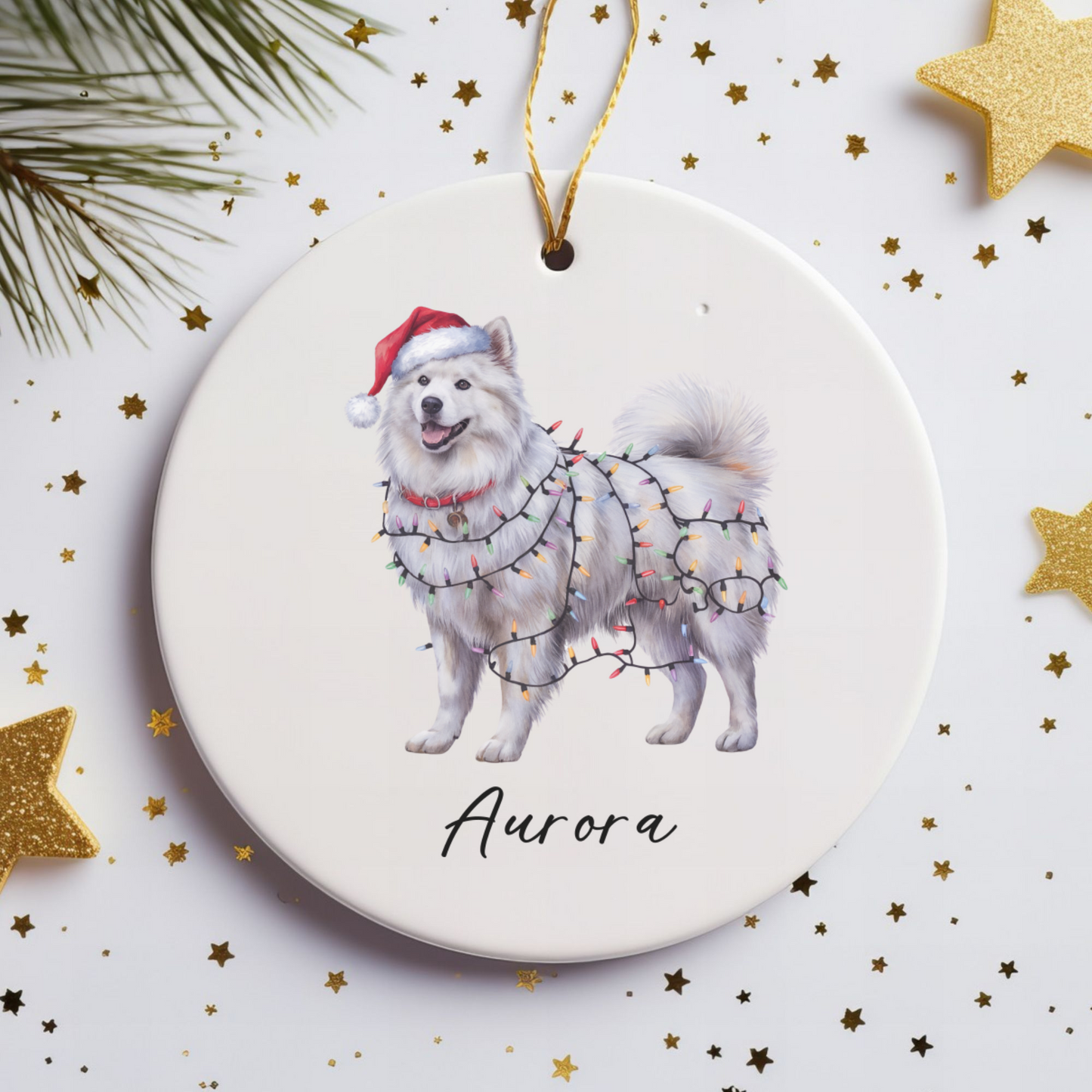 Personalized Samoyed Ornament, Custom Dog Lover Gift