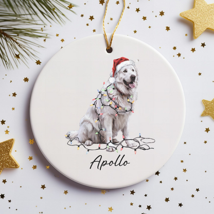 Personalized Pyrenees Ornament, Ceramic Dog Lover Christmas Tree Decor