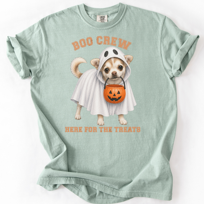 Custom Halloween Dog Shirt, Personalized Boo Crew Comfort Colors Pet Portrait Tee