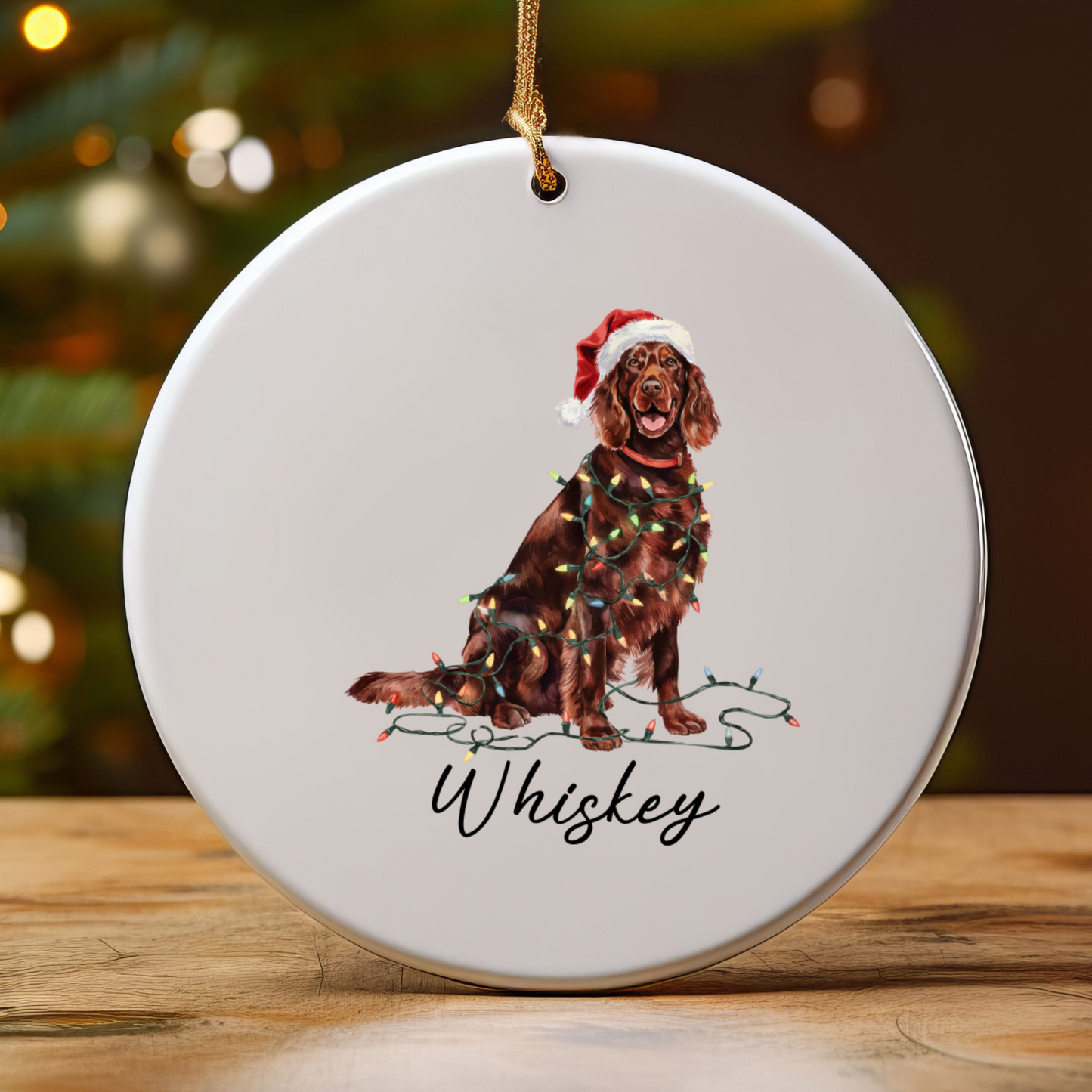 Personalized Irish Setter Christmas Ornament, Dog Lover Holiday Keepsake, Ceramic Tree Decor