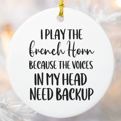 French Horn Ornament, Ceramic Musician Gift