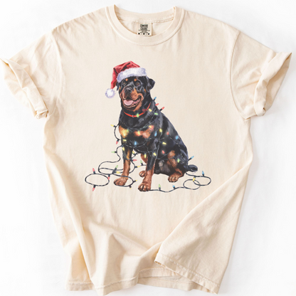 Christmas Rottweiler Shirt, Christmas Lights Dog Tee, Christmas Dog Tee, Rottweiler Mom Tshirt, Gift for Dog Lover, Rottweiler