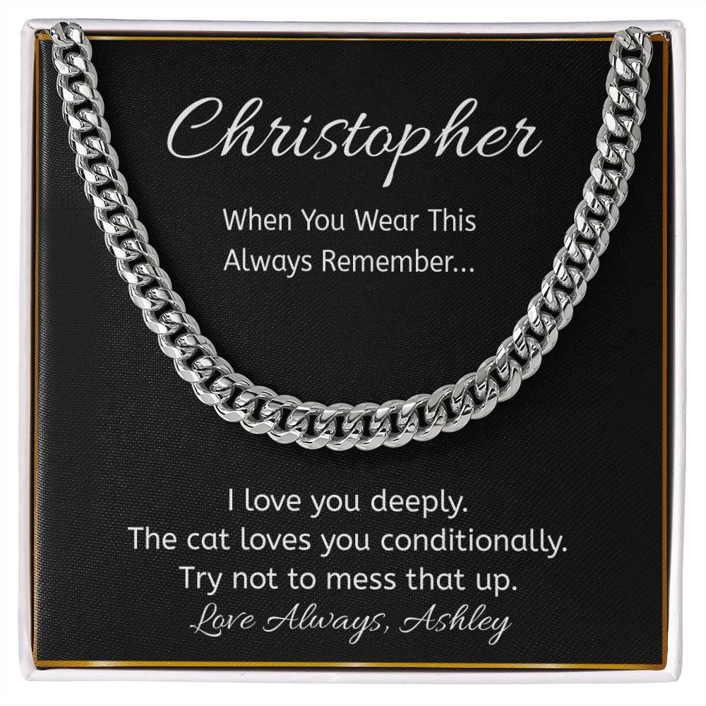 Funny Cat Lover Necklace with Personalized Message Card