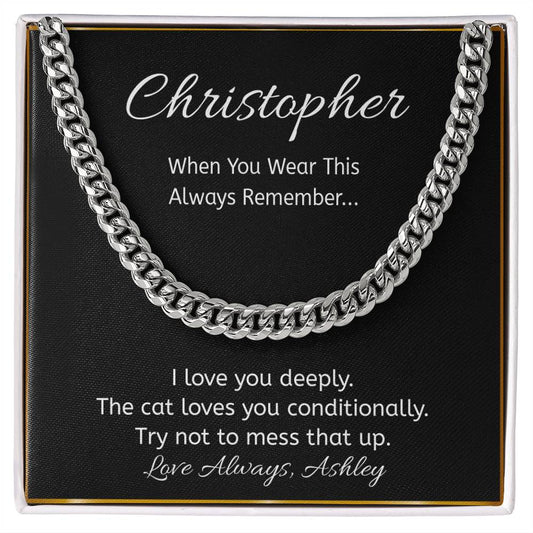 Funny Cat Lover Necklace with Personalized Message Card