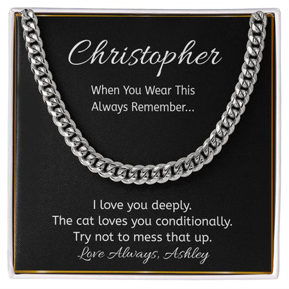 Funny Cat Lover Necklace with Personalized Message Card