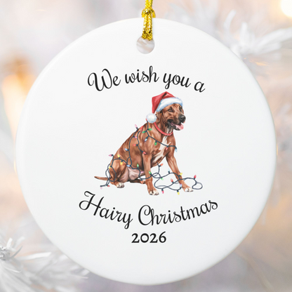 Christmas Rhodesian Ridgeback Ornament, Christmas Lights Dog Keepsake