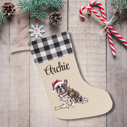 Personalized French Bulldog Christmas Stocking, Holiday Decor Gift for Pet Lovers