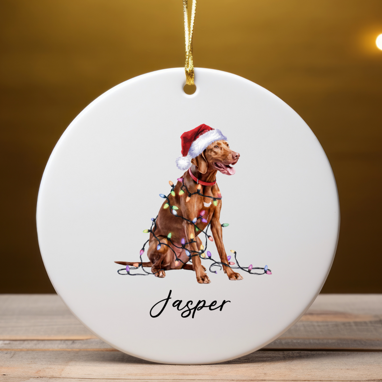Personalized Vizsla Ornament, Christmas Dog Ornament