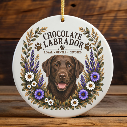 Chocolate Lab Loyal • Gentle • Devoted Ornament