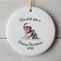 Load image into Gallery viewer, Christmas Lhasa Apso Ornament, Christmas Lights Dog Keepsake
