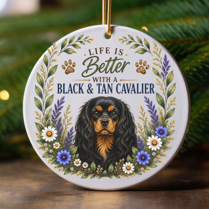 Black and Tan Cavalier Ornament, Cavalier King Charles Spaniel Gift, Dog Lover Keepsake