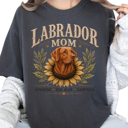 Fox Red Lab Mom Shirt, Labrador Retriever Sunflower Tee, Vintage Dog Lover Gift