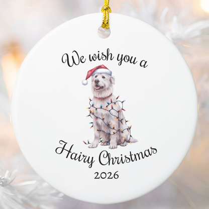 Christmas Kuvasz Ornament, Christmas Lights Dog Keepsake