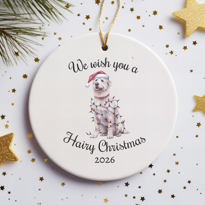 Christmas Kuvasz Ornament, Christmas Lights Dog Keepsake