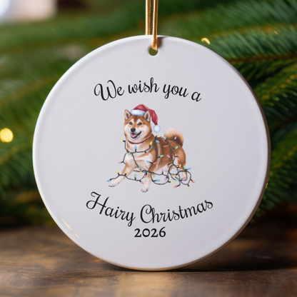 Christmas Red Shiba Inu Ornament, Christmas Lights Dog Keepsake