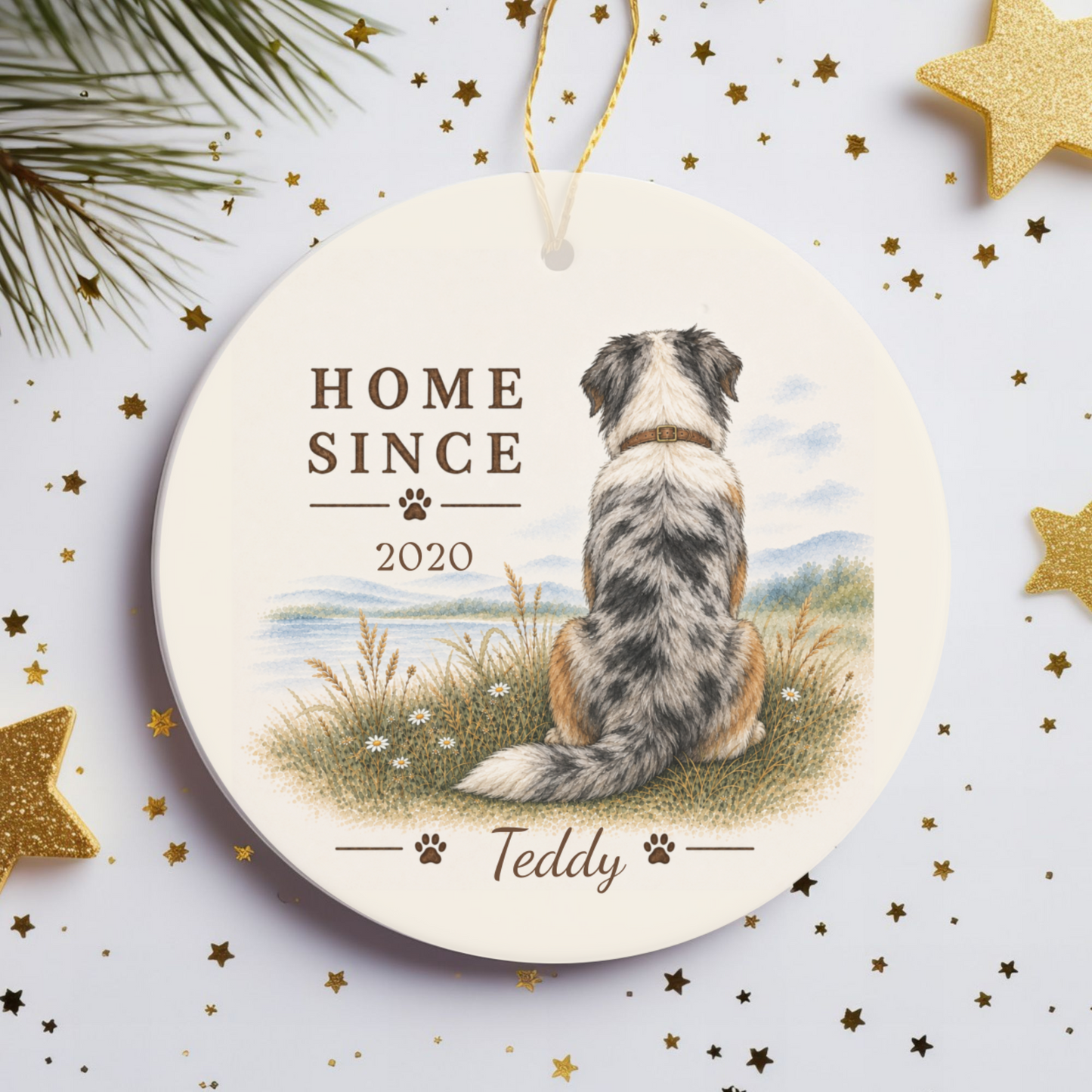 Personalized Australian Shepherd Ornament, Double Sided Aussie Gotcha Day Gift, Custom Dog Keepsake