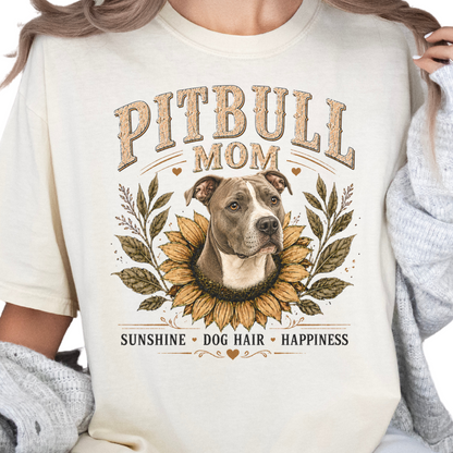 Pitbull Mom Sunflower Shirt