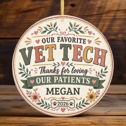 Personalized Vet Tech Ornament, Veterinary Technician Gift, Vet Clinic Coworker Christmas Gift