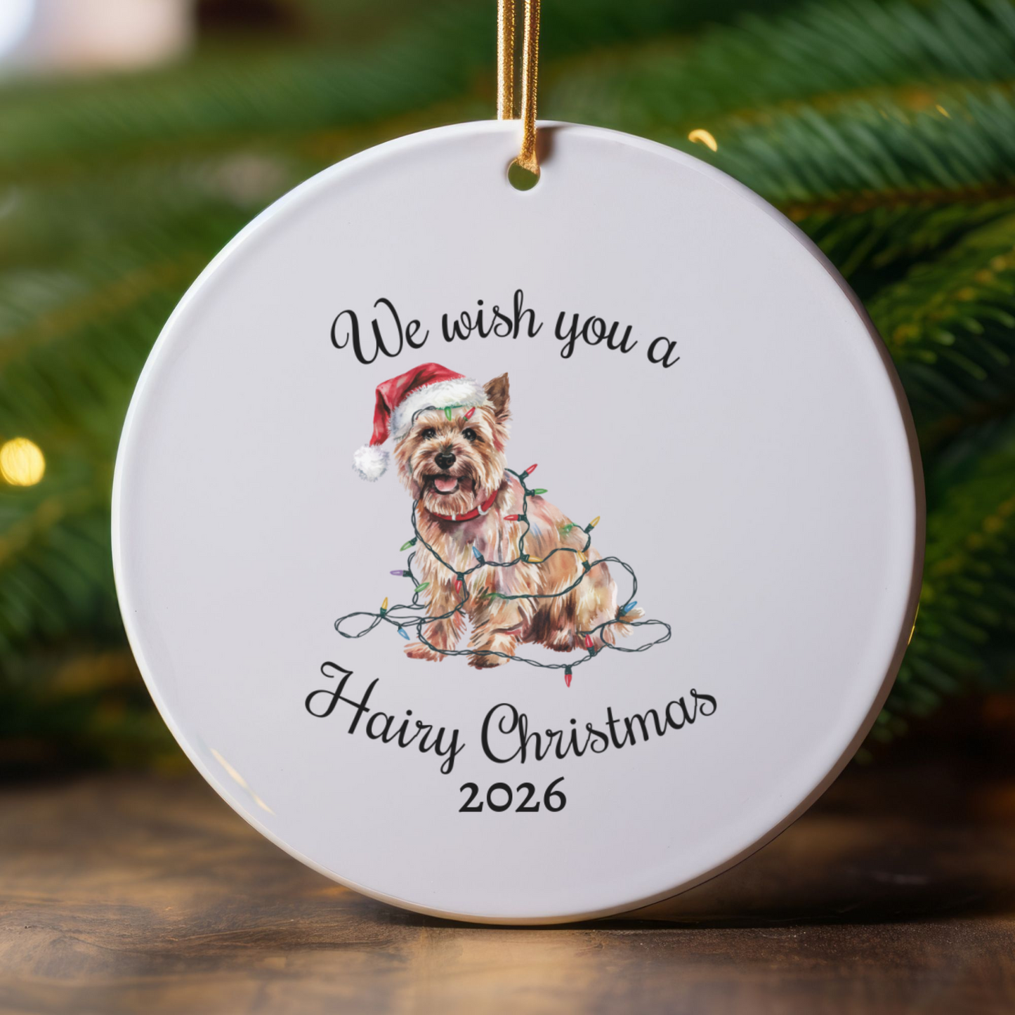 Christmas Cairn Terrier Ornament, Cairn Terrier Mom, Christmas Lights Dog Keepsake, Christmas Dog, Gift For Dog Lover, Cairn Terrier