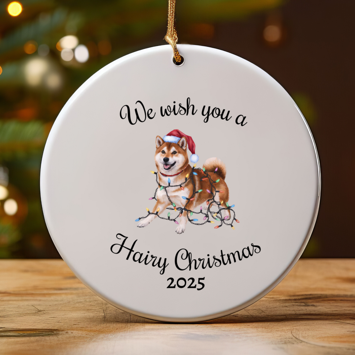 Christmas Red Shiba Inu Ornament, Christmas Lights Dog Keepsake