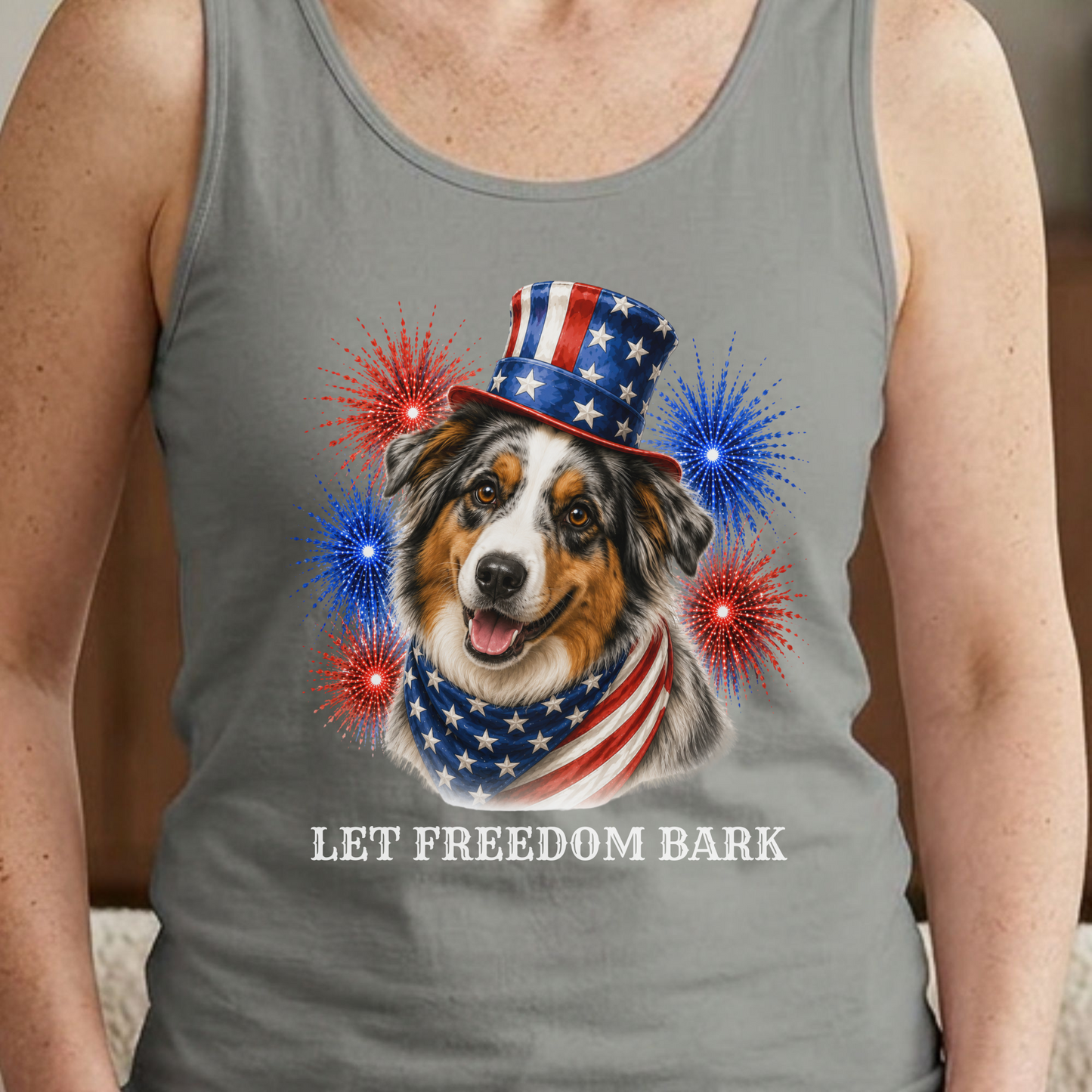 Patriotic Australian Shepherd Tank Top