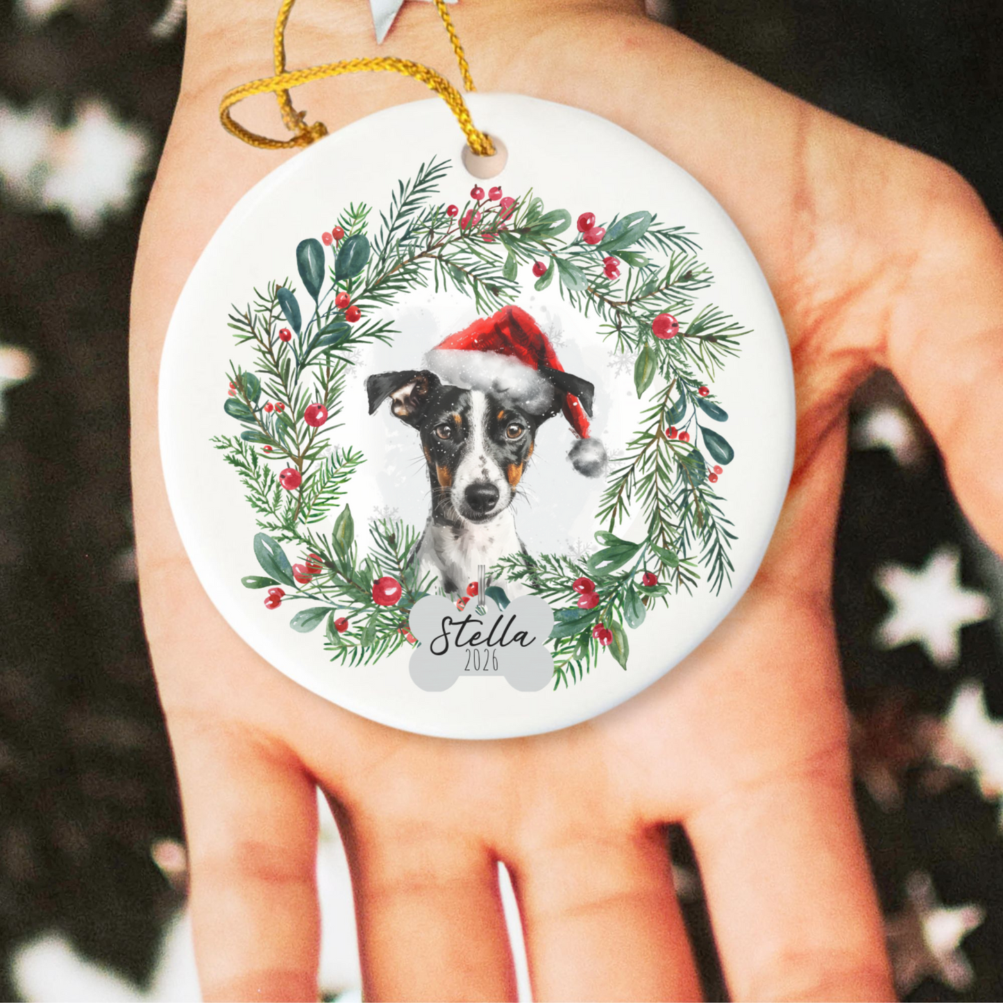 Personalized Smooth Fox Terrier Christmas Ornament