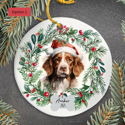 Personalized Brittany Spaniel Christmas Ornament