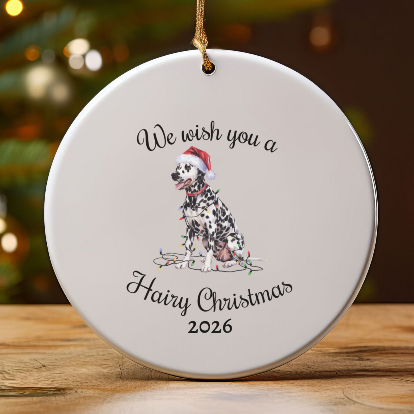 Christmas Dalmatian Ornament, Christmas Lights Dog Keepsake