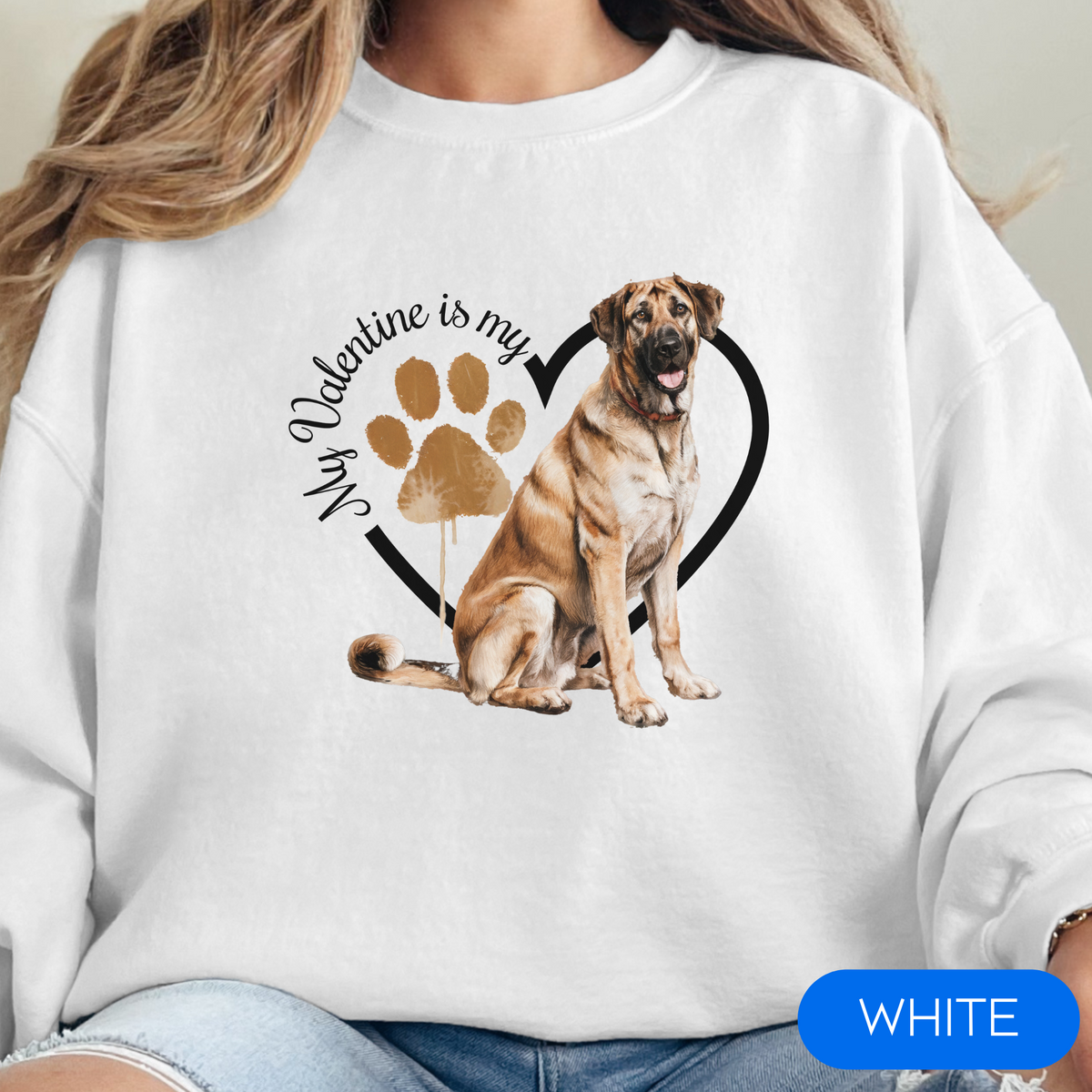 Valentine Anatolian Shepherd Sweatshirt, Anatolian Shepherd Mom, Valentine Heart Dog, Valentine Dog Sweatshirt, Gift for Dog Lover