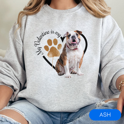 Valentine Bulldog Sweatshirt, Bulldog Mom, Valentine Heart Dog Sweatshirt, Valentine Dog, Gift for Dog Lover, Bulldog