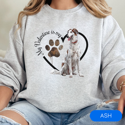 Valentine Borzoi Sweatshirt, Borzoi Mom, Valentine Heart Dog, Valentine Dog Sweatshirt, Gift for Dog Lover