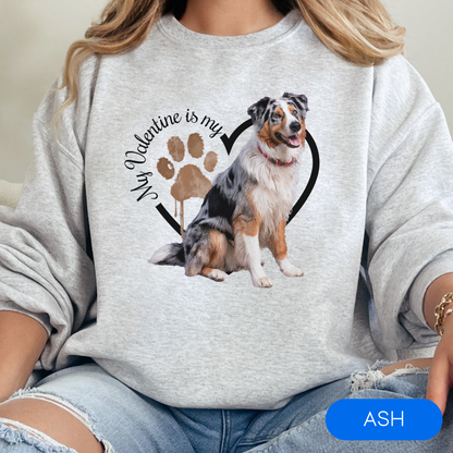 Valentine Australian Shepherd Sweatshirt, Australian Shepherd Mom, Valentine Heart Dog, Valentine Dog Sweatshirt, Gift for Dog Lover