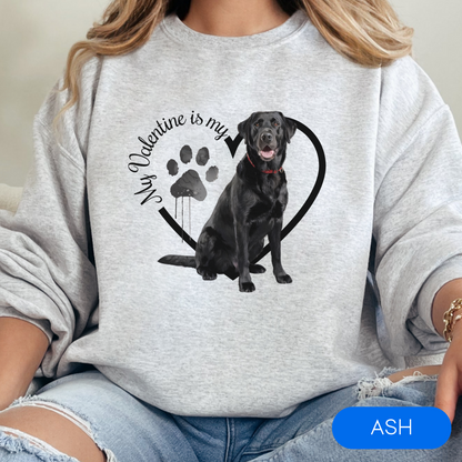 Valentine Black Lab Sweatshirt, Black Lab Mom, Valentine Heart Dog, Valentine Dog Sweatshirt, Gift for Dog Lover