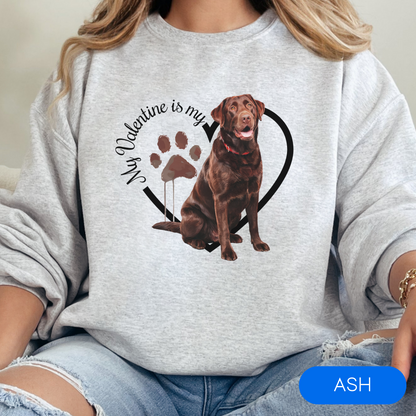 Valentine Chocolate Lab Sweatshirt, Chocolate Lab Mom, Valentine Heart Dog, Valentine Dog Sweatshirt, Gift for Dog Lover