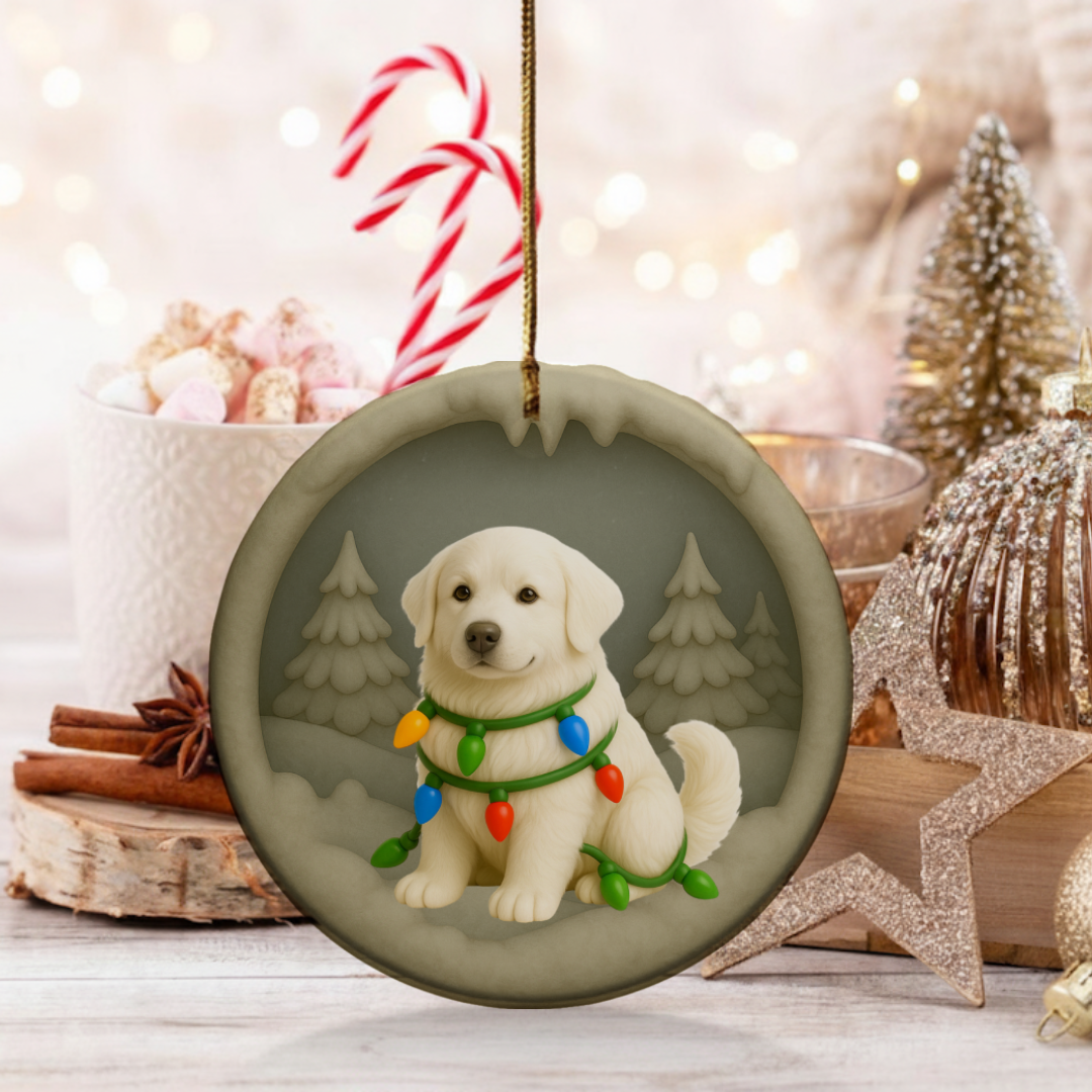 Personalized Great Pyrenees Christmas 3D Clay-Style Dog Keepsake