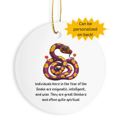 Chinese Zodiac Snake Ornament, Year of the Snake Horoscope Gift for Lunar New Year