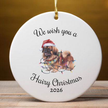 Christmas Pekingese Ornament, Christmas Lights Dog Keepsake