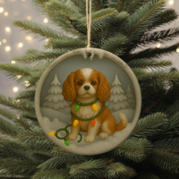 Load image into Gallery viewer, Customizable Cavalier King Charles Christmas Ornament, Cute Dog with Lights, Personalized Gift, Holiday Tree Decor, Dog Lover Keepsake

