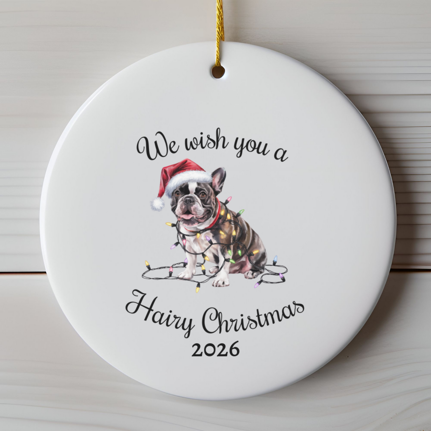 Christmas French Bulldog Ornament, Christmas Lights Dog Keepsake