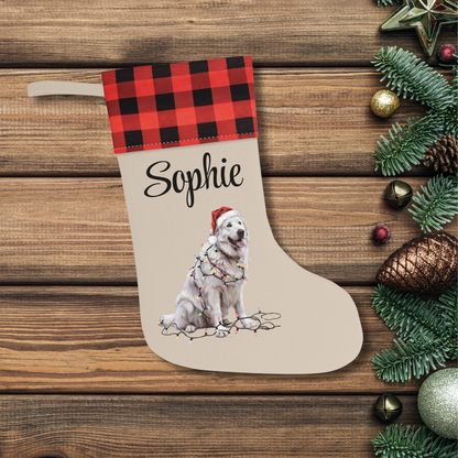 Personalized Great Pyrenees Christmas Stocking, Holiday Decor Gift for Pet Lovers
