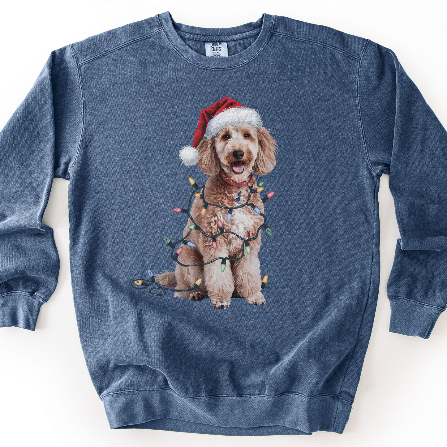 Poodle Christmas Lights Sweatshirt, Festive Dog Mom Sweater, Holiday Poodle Apparel