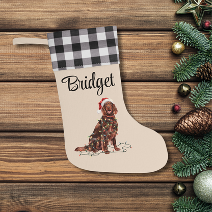 Personalized Irish Setter Christmas Stocking, Holiday Decor Gift for Pet Lovers
